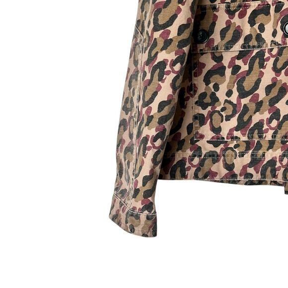 VERONICA BEARD M Mercer Leopard Print Beige Khaki Button Jacket - Picture 13 of 14